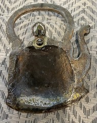 Vintage Cast Metal Wall Decor Coffee Grinder And Tea Kettle Lots Of Patina