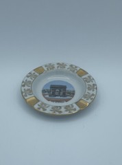 Limoges France Trinket Ashtray White with Gold Floral Design- Arc De Triomphe