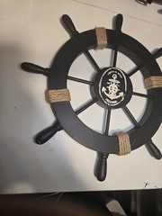 Handcrafted Nautical Ship Wheel & Anchor Decor – Perfect Beach-Themed Gift