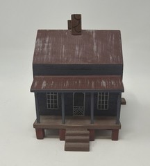 Country Crafts by C Henson Americana Collectible Wooden House Blue with Red Roof
