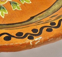 Vtg Artisan Hand Painted Floral Papier Mache Bowl Platter Folk Art Decor