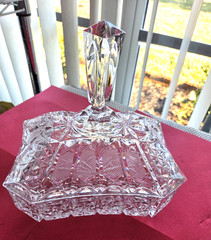 Vintage Large Lead Crystal Covered Nut/Candy Dish