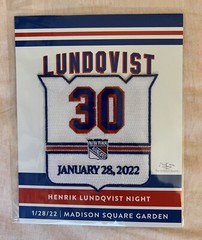 NY RANGERS PATCH HENRIK LUNDQVIST JERSEY RETIREMENT NIGHT #30 MSG 1/28/2022