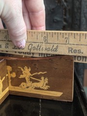 Vtg Marquetry Inlay Wooden Stand Greco Roman Mythology Art Display Base Cherub