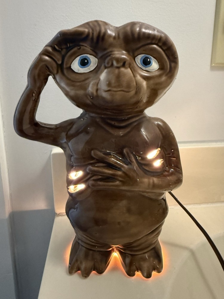 Vintage 1980s E.T. Night Light Lamp Hand Painted Ceramic Rare Working As Should