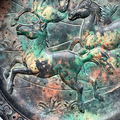 Vintage Bradley & Hubbard? Cast Iron Horses Wall Plate Relief Equestrian Decor