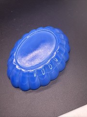 Vintage Peace Doves Akro Agate Slag Blue Swirl Trinket Glass Dish
