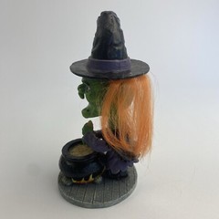 Halloween Bobble Head Figurine Witch Figurine & Cauldron Brew Pot Decor