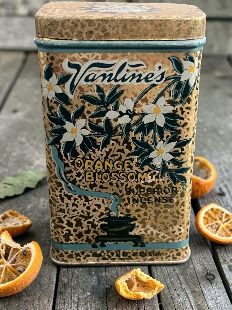 Vintage1920s-1930sVantines “Orange Blossom” SuperiorIncense Tin withContents