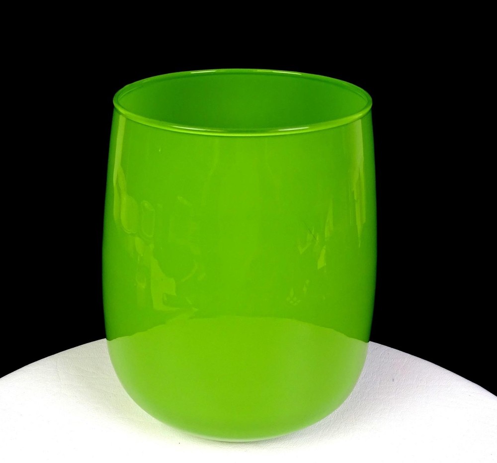 Polish Cased Studio Art Glass Hand Blown Chartreuse Green 6 3/4″ Vase 1970-1979