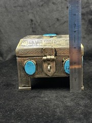 Islamic Antique Silver Plated Khorasan Box With Turquoise Stone Beautiful Art