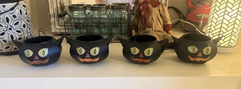 Mary Engelbreit Enesco Metal Black Cat Head Ghoul Face Rare Halloween 4 Cats 03