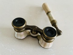Antique Clomont Paris Victorian Mother of Pearl Brass Glasses Binoculars Handle
