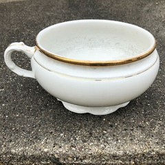 Antique White Chamber Pot W. S. George Queen w. Gold Trim Crazing on the Inside