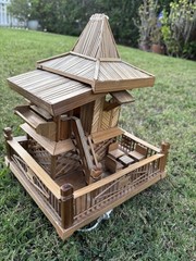 Traditional Intricate Asian/Doll Model house made of bamboo – has light inside