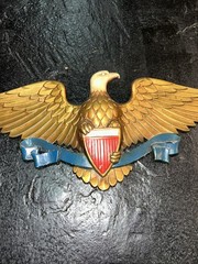 Sexton 27” Patriotic American Eagle Shield Wall Plaque Gold Aluminum Vintage