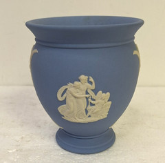 Wedgwood Assorted Lot Of 9 Pieces Blue Jasperware Montreal Olympics Plate, Vase
