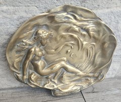 Brass Art Nouveau Trinket Dish Card Pin Tray, Heavy Quality Vide Poche Art…