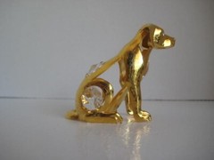 KG & Co. Gold Plated Yellow Lab Dog Swarvoski Crystals 3 in.