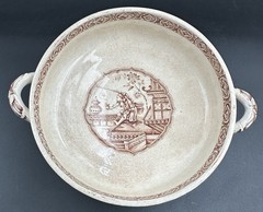 Antique 1878 Aesthetic Transferware Footed Bowl Ridgway Sparks & Ridgway Yeddo