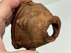 AMAZING LARGE PRE-COLUMBIAN HUMAN HEAD EFFIGY POTTERY BOTTLE / JAR, MEXICO