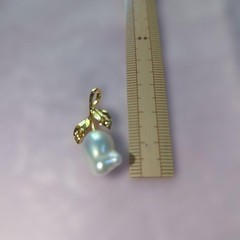 Freshwater Pearl Leaf Pendant S925 Silver Gold Color Jewelry Used