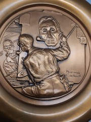 2 Vintage Norman Rockwell Copper Plates River Shore Lincoln & Self Portrait