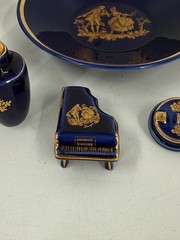 Vintage 14 Piece Lot – MINI Limoges Castel France Cobalt Blue 22 Karat Gold Trim