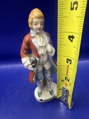 Vtg. Japan 4.75” Porcelain Figurine Traditional Colonial Man Hand Painted w/Gold