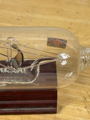 Vintage Blown Glass Ship in Bottle Bounty Made in Britain Wood Base Decor