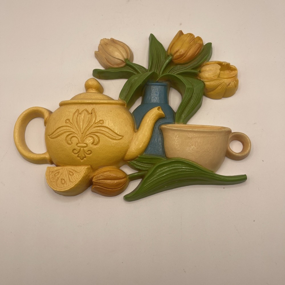 Vintage Kitchen Wall Hanging 1970’s Kitchen Decor Teapots Floral Plastic Retro