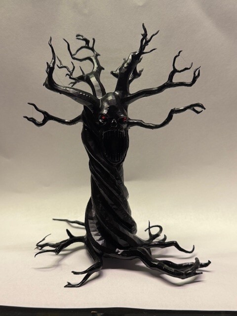Halloween Haunted House Scream Spooky Dead Tree 3D Red Crystal Eyes LED Lights