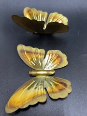 Vintage Home Interiors MCM Metal Butterfly Wall Hangings Gold Brass Set of 2