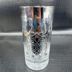 Vintage Kimiko Signed Silver Rimmed Knight Shield Highball Glasses Tumblers Set4
