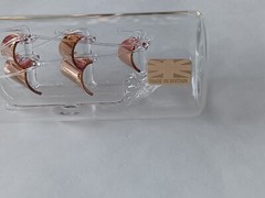 VTG MAYFLOWER GLASS WITH SMALL SHIP INSIDE A BOTTLE BRITAIN