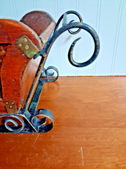 VINTAGE RUSTIC SLEIGH METAL TWIGS WOOD,DECORATIVE ITEM,HEAVY,STUDY