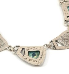 Roman Glass Necklace Sterling Silver Ancient Fragments Roman Glass 200 BC Bluish