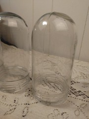 3 Vtg Cast Aluminum Light Bulb Cage & Glass Insert Lamp Industrial MCM