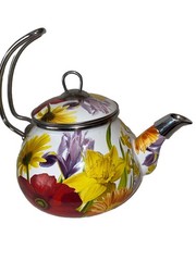 Pioneer Woman 2.3 Qt Tea Kettle Summer Garden Floral Enameled Steel Retired New