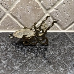 Vintage Ornate Japan Brass Tea Cup, Spoon & Saucer Holder Easel Display Stand