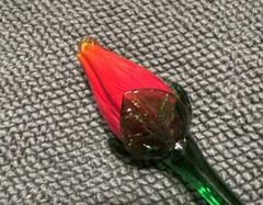 NEW! Vintage Hand Blown Glass Art Rose Bud Flower Long Stem 20 “