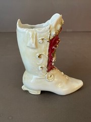 VINTAGE GERMANY 39 MARKED VICTORIAN EDWARDIAN PORCELAIN SHOE BOOT LUSTREWARE