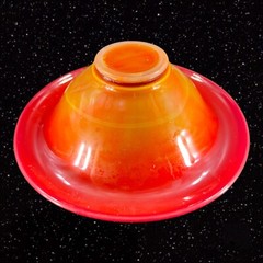 Antique 1920s Northwood Chinese Coral Amberina UV Glow Footed Rolled Rim Bowl