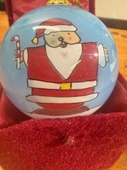 Hand-Painted Santa Claus Christmas Ornament with Velvet Storage Box