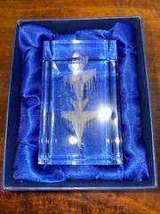 Personalized 3D Crystal Super Hornet Jet Plane New In Cushioned Box