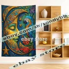 Raven Rose Gothic Tapestry 3D relief look Wall Art dark decor 39X59 in