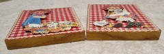 Raggedy Ann & Andy 3D paper art on wood wall decor 1975