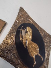 1960s Sears Hollywood Regency Repousse Metal Greek Goddess Plaques Set 11″
