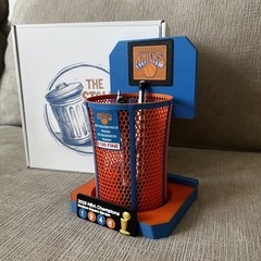 NY Knicks Trash Can Mini Trash Can – Basketball Gift Blue Orange Trash Can Hoop