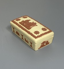 Vtg Wedgwood Collector Society Jasperware Yellow Primrose Trinket Box Terracotta